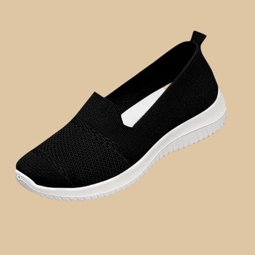 Canvas Wedge Shoes for Women Knit Mesh Lightweight Flats Comfortable Breathable Walking Running Slip-On Orthopedic Espadrilles Sneakers — view 5