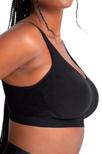 SHAPERMINT Wireless Bras for Women - Seamless Bralette with Full Support & Adjustable Straps, Plus Size Comfort Bra, No Underwire Wirefree Womens Bra for Full Coverage Black