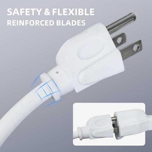 EP 6 Ft Outdoor Extension Cord - 16/3 SJTW Durable White Electrical Cable with 3 Prong Grounded Plug, UL Listed — view 2