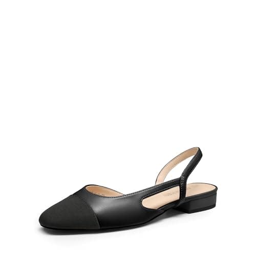 DREAM PAIRS Women's Slingback Ballet Flats,Black-Pu,8