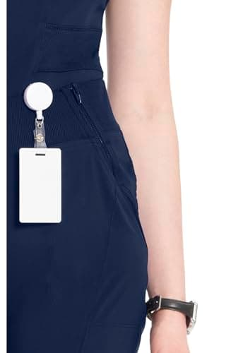 Infinity Women's Scrub Jogger Pants Mid Rise Bottoms with 5 Pockets, Moisture Wicking & 360° Stretch Fabric - CK110A, S, Navy — view 4