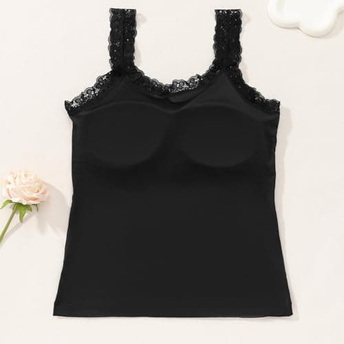 Women's Padded Square Neck Tank Tops Lace Summer Double Layer Sleeveless Tank Shirts Basic Going Out Clothes — view 5