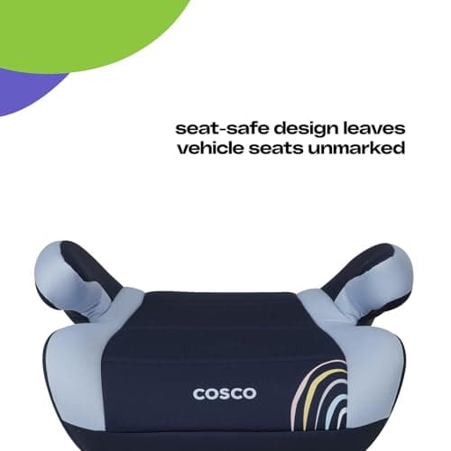 Cosco Topside Backless Booster Car Seat, Lightweight Booster Seats for Cars 40-100 lbs, Backless Booster Seat for Car, Rainbow — view 2
