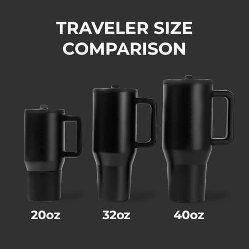 HydroJug Traveler 32oz, Insulated Tumbler with Handle & Straw, Black — view 3