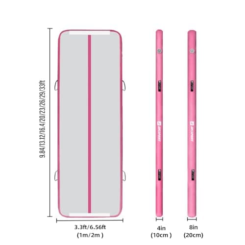 AKSPORT Air Mat Tumble Track Gymnastics Tumbling Mat Inflatable Floor Mats With Electric Air Pump for Home Use/Tumble/Gym/Training/Cheerleading/Parkour/Beach/Park/Water (Pink, 9.84ft) — view 2