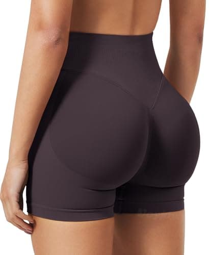 VOYJOY Women Workout Impact Shorts 3.6"/ 4.5"/ 6" Scrunch Butt Lifting Gym Seamless Booty Biker Shorts Dark Brown