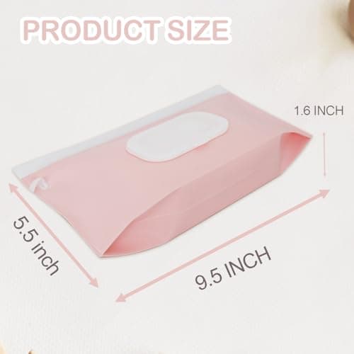 Baby Wipe Holder,Wipe Dispenser, 3-Pack Portable Refillable Wipe Container,Reusable Travel Baby Wipes Case, Waterproof and Dustproof, Wipe Holder for Diaper (Pink) — view 3