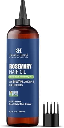 Botanic Hearth Rosemary Oil for Hair Growth | Strengthening Biotin, Jojoba, Castor Hair Growth Oil for frizzy hair | Dry, Damaged Scalp Treatment | Color Safe | All Hair Types | 6.7 Fl Oz