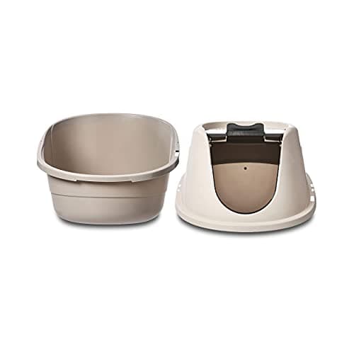 Amazon Basics No-Mess Enclosed Hooded Cat Litter Box, Standard, Multicolor, 53cm x 41cm x 38cm — view 4