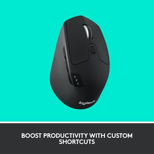 Logitech M720 Triathlon Multi-Device Wireless Mouse, Bluetooth, USB Unifying Receiver, 1000 DPI, 6 Programmable Buttons, 2-Year Battery, Compatible with Laptop, PC, Mac, iPadOS - Black — view 2