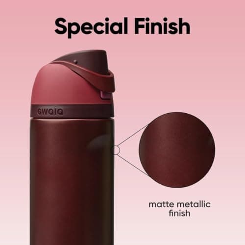 Owala FreeSip Insulated Stainless Steel Water Bottle with Straw, BPA-Free Sports Water Bottle, Great for Travel, 24 Oz, Black Cherry — view 5