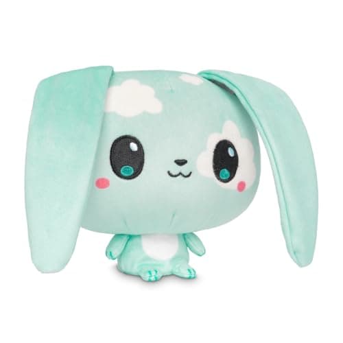 TeeTurtle Cloudheads Nimbus the Cloud Bunny Plush - 5-Inch Rabbit Stuffed Animal with Embroidered Details - Soft Cuddly Plush Toys for Kids, Teens, and Adults