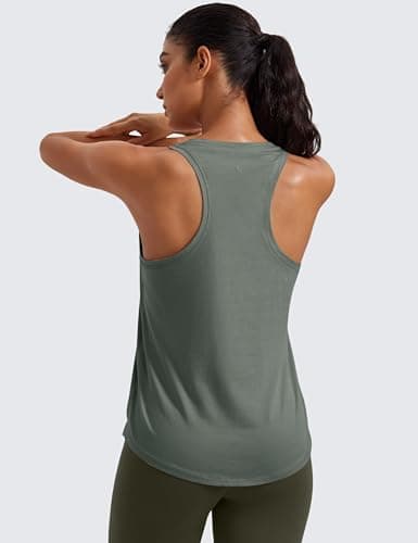 CRZ YOGA Womens Pima Cotton Racerback Workout Tank Tops Lightweight Loose Sleeveless Tops Athletic Gym Shirts Grey Sage Large