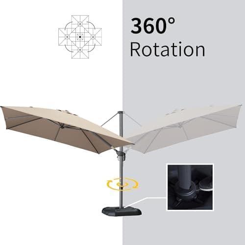 PURPLE LEAF 10' x 10' Patio Umbrella Outdoor Cantilever Umbrella Square Aluminum Offset Umbrella, Taupe — view 5