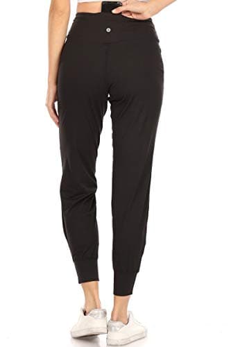 Leggings Depot JYL19-BLACK-L ActiveFlex Slim-fit Joggers with Pockets, L