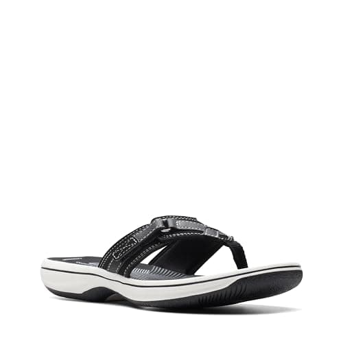 Clarks womens BREEZE SEA Flip Flops, Black, 8 US — view 2