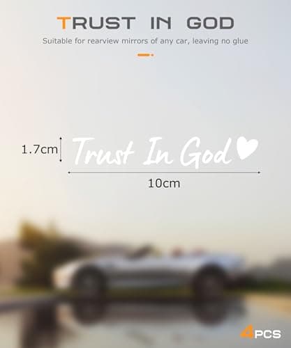 SCUARI 4PCS Car Stickers,Cars Decals,Car Accessories Trust in God Rearview Mirror Sticker,Trust in God Mirror Decals,Suitable for Most Cars, Trucks, Motorcycles, SUVs (White)