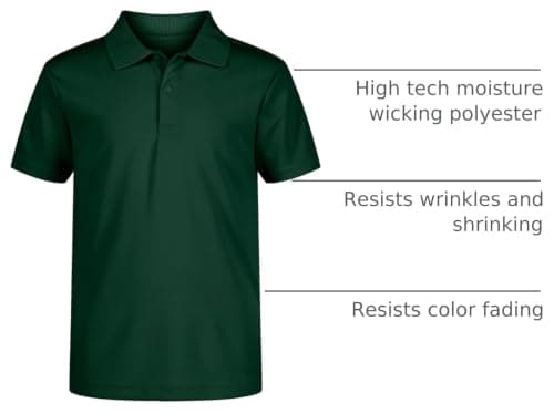 Nautica Boys' School Uniform Short Sleeve Polo Shirt, Button Closure, Moisture Wicking Performance Material, Hunter, 18-20 — view 2