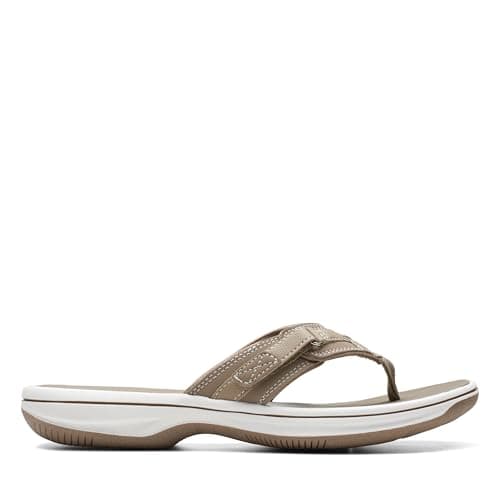 Clarks Women's Breeze Sea Flip-Flop, Taupe Synthetic, 9