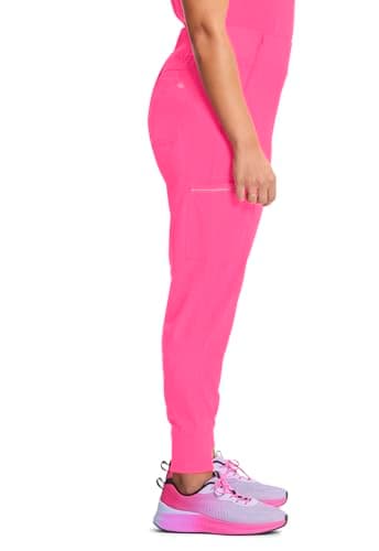 Infinity Women's Scrub Jogger Pants Mid Rise Bottoms with 5 Pockets, Moisture Wicking & 360° Stretch Fabric - CK110AP, M Petite, Carmine Pink — view 5