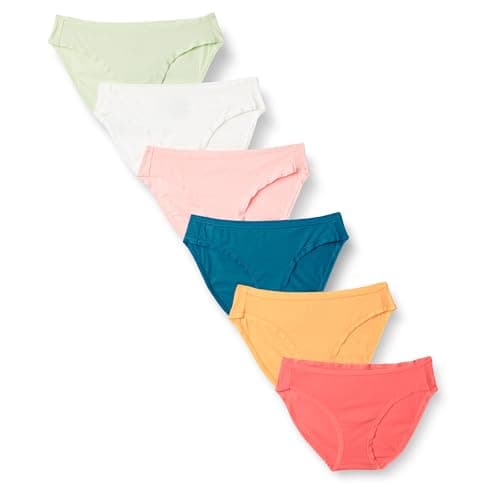 Amazon Essentials Women's 6-Pack Cotton Bikini Underwear, Pretty Pops, M