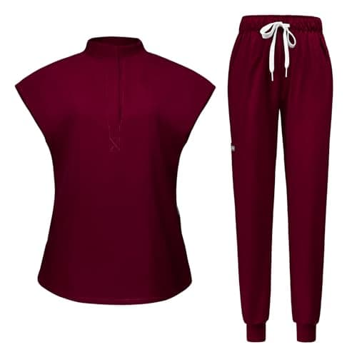 2026 Newest Scrubs Set for Women, 4-Way Stretch Medical Workwear Nurse Uniforms Set Modern Scrub Top & Jogger Pants