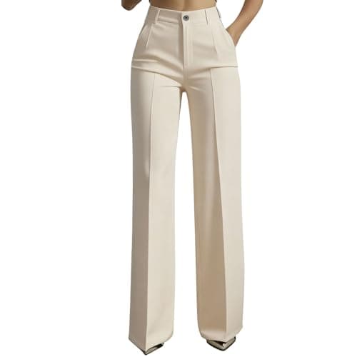 Women Wide Leg Pants Work Business Lightweight Trousers High Waist Work Casual Pull On Slacks with Pockets 2026