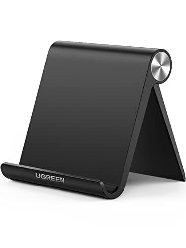 UGREEN Cell Phone Stand Holder for Desk Adjustable Compatible with iPhone 13 12 Pro Max 11 SE XS XR 8 Plus 6 7 Samsung Galaxy Note20 S20 S10 S9 S8 Cellphone Mobile Phone Holder Foldable Black