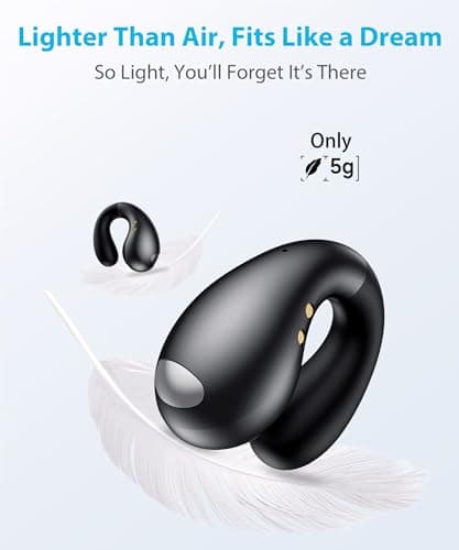 Boytond Ultra Open Ear Earbuds - Comfortable Clip-On Bone Conduction Earbuds, Over-The-Ear Open Headphones with Waterproof Build for Running, Gym Workouts, and Outdoor Sports, Onyx Black — view 3