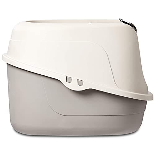 Amazon Basics No-Mess Enclosed Hooded Cat Litter Box, Standard, Multicolor, 53cm x 41cm x 38cm — view 2
