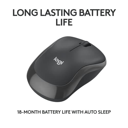 Logitech M240 Silent Bluetooth Mouse, Wireless, Compact, Portable, Smooth Tracking, 18-Month Battery, for Windows, macOS, ChromeOS, Compatible with PC, Mac, Laptop, Tablets - Graphite — view 3