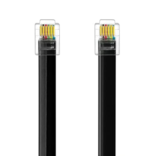 NECABLES 2Pack RJ12 Cable 15ft Phone Cord RJ12 6P6C Male to Male Straight Wired for Both Data and Voice Use Black - 15 Feet