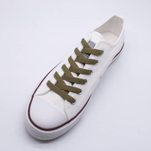 Handshop 2Pair Flat Shoelaces 5/16" - Shoe Laces Replacements For Sneakers and Athletic Shoes Boots Army Green 76cm
