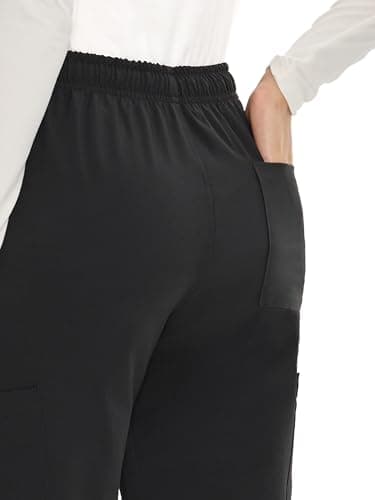 Scrubs for Women Set Medical Uniform - V-Neck Top & Straight Leg Pants with 9 Pockets, Wrinkle-Resistant Unisex Workwear, Black, M — view 5