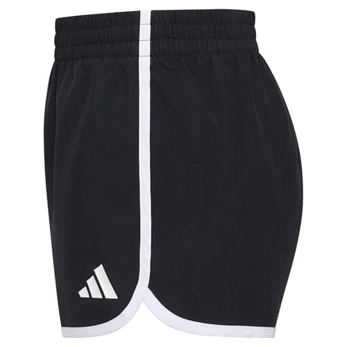 adidas Girls ' Woven Pacer Short, Black/White Stripe, M