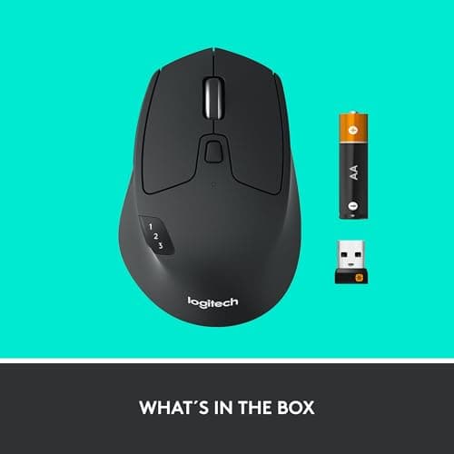 Logitech M720 Triathlon Multi-Device Wireless Mouse, Bluetooth, USB Unifying Receiver, 1000 DPI, 6 Programmable Buttons, 2-Year Battery, Compatible with Laptop, PC, Mac, iPadOS - Black — view 9