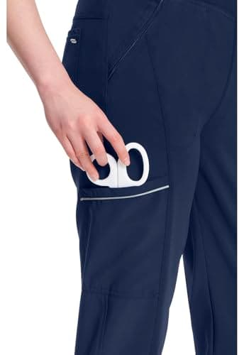Infinity Women's Scrub Jogger Pants Mid Rise Bottoms with 5 Pockets, Moisture Wicking & 360° Stretch Fabric - CK110A, S, Navy — view 2