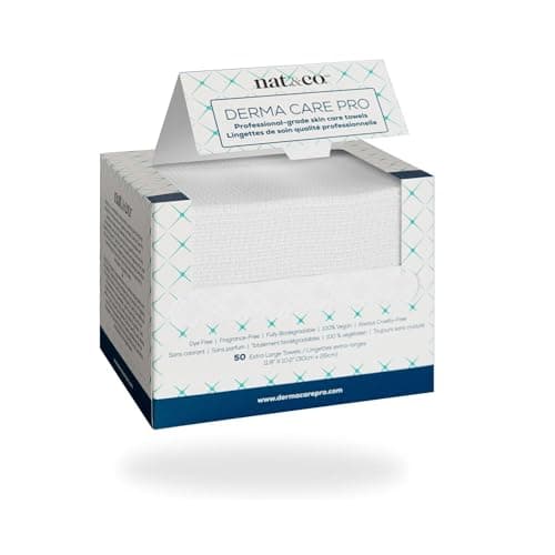 Nat.&Co. Derma Care Pro 100% USDA Biobased Material XL Towel - Professional Grade Extra Large Face Towels - Bio-Based Towel, Makeup Remover Dry Wipes, Facial Wash Cloths for Sensitive and Clean Skin