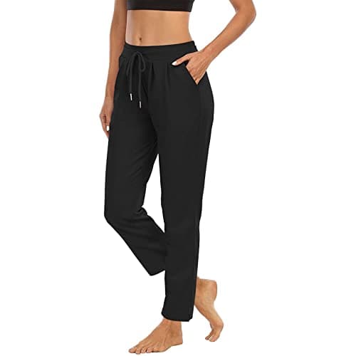 Lounge Pants for Women High Waist Straight Leg Yoga Joggers Lightweight Casual Athletic Workout Trousers with Pockets Sweatpants For Women Black XL — view 2