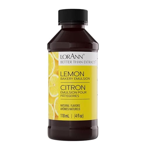LorAnn Lemon Bakery Emulsion, 4 oz - Intense Lemon Flavor Extract for Baking, Cookies, Frosting, Ice Cream, Pie, Smoothies, Tea and Beverage - Vegan, Gluten, Sugar, and Nut Free