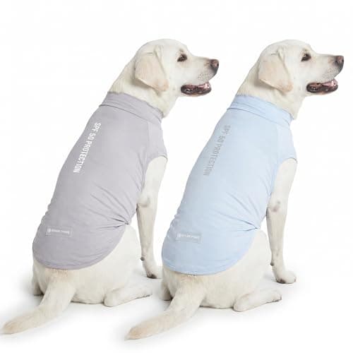 Spark Paws Sunblock Dog T-Shirt, SPF30 Protection, Lightweight Breathable Quick Dry for Dogs with Sensitive Skin - Blue & Grey (Set of 2) - 3XL