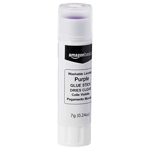 Amazon Basics Purple Washable School Glue Sticks for Classroom Supplies and Craft Projects, Dries Clear, 0.24-oz Stick, 60-Pack