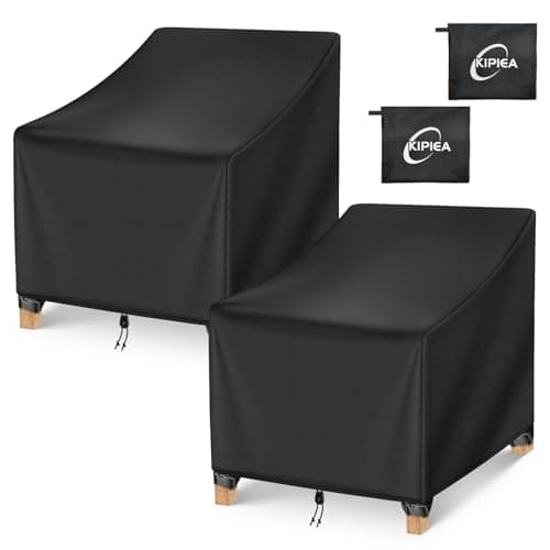 Kipiea 500D Patio Chair Covers Waterproof Winter 2 Pack - Heavy Duty Lawn Outdoor Furniture Chair Covers with Anti UV and No Tears, No Fading (33" W x 35" D x 31" H)
