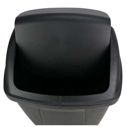 13 Gallon Kitchen Trash Can with Lid – Black Plastic Swing Top Garbage Can, Tall Bathroom Trash Can for Kitchens & Pantries Home Office (Black) — view 3
