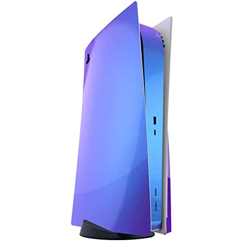 PlayVital for ps5 Skin - Disc Edition Full Set Vinyl Decal Sticker, Cover Skin Accessories for ps5 Controller & Charging Station & Headset & Media Remote - Chrome Purple Blue — view 3