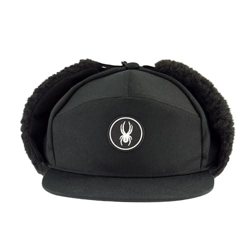 Spyder Mens Sherpa Ear Flap Panel Hat, Black, L/XL