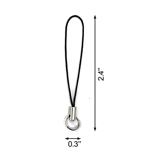 Qancekoo 100pcs Cell Phone Split Ring Strap Detachable Phone Ring Strap Phone Charm Cords DIY Lanyard Decorations for Hanging Charms USB Drive Keychain - Black — view 6