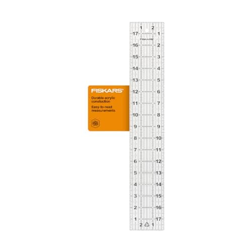 Fiskars Sewing Ruler, 3" x 18" Acrylic Ruler with Gridlines, Sewing and Quilting Supplies, Arts and Craft Supplies, Clear