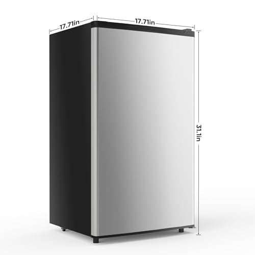 NEWBULIG Mini Fridge with Freezer 3.2 Cu.Ft Small Refrigerator for Office, Dorm, Small Fridge with Adjustable Thermostat, Energy Saving, Singel Door, Sliver — view 7