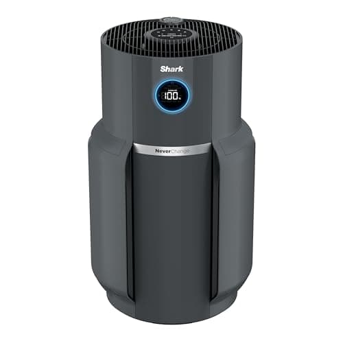 Shark Air Purifier for Home, NeverChange Max, 1,300 sq. ft. for Large Room, Kitchen, Home Office, HEPA-Exceeding Filter, Captures Pollutants, Pet Dander, Dust, Odor, Smoke, and More, HP301, Grey